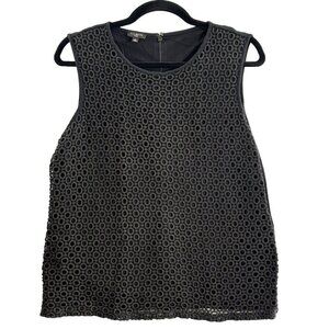 TALBOTS Women Sleeveless Eyelet Top Sz Lp Black Business Casual Travel 58-2